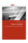 CARTER-THOMAS Shirley, Texte et contexte : pour une approche fonctionnelle et empirique, Sarrebruck : Éditions Universitaires Européennes, 2010